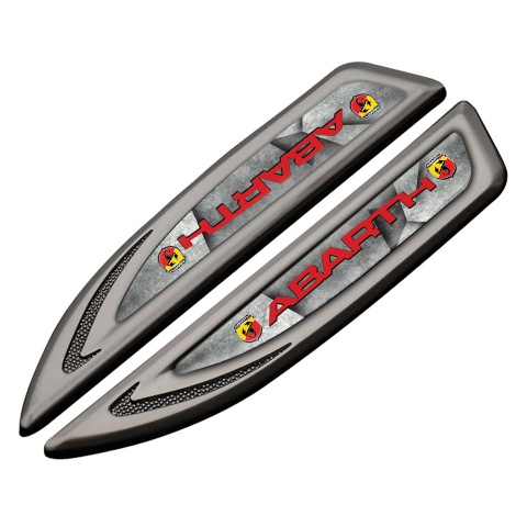 Fiat Abarth Fender Bodyside Badge Graphite Stone Pattern Red Logo Edition
