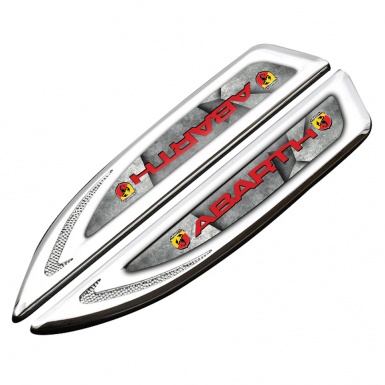 Fiat Abarth Fender Bodyside Badge Silver Stone Pattern Red Logo Edition