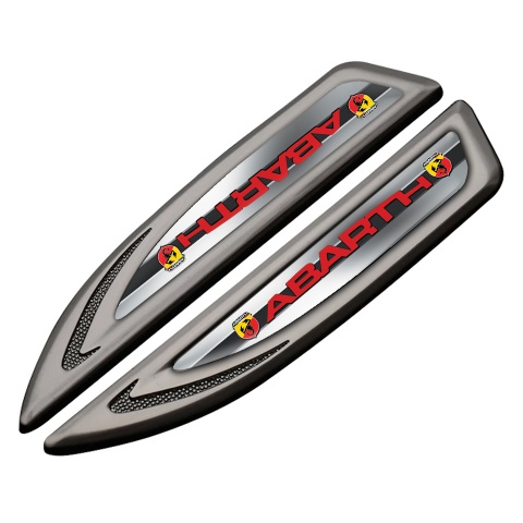 Fiat Abarth Emblem Fender Badge Graphite Gradient Frame Red Logo Design