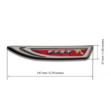Fiat Abarth Fender Badge Self Adhesive Graphite Red Carbon Lightning Logo
