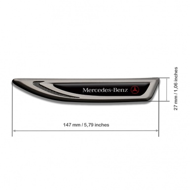 Mercedes Fender Emblem Badge Graphite Black Base Red Logo Edition