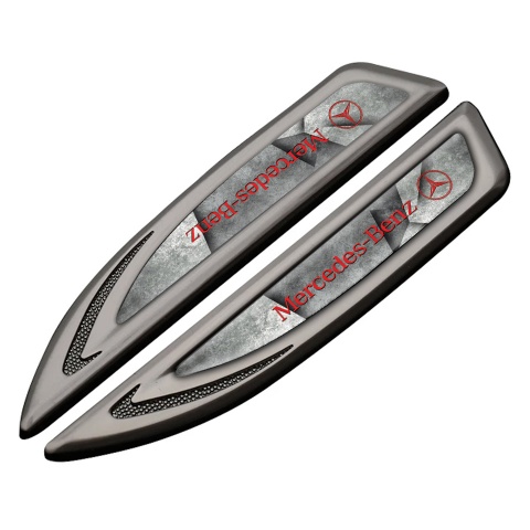 Mercedes Fender Bodyside Badge Graphite Stone Pattern Red Logo