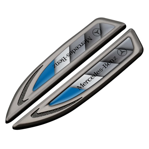 Mercedes Fender Emblem Badge Graphite Blue Element Black Logo Edition