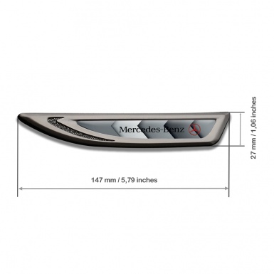 Mercedes Fender Badge Self Adhesive Graphite Grey Pattern Black Logo Design