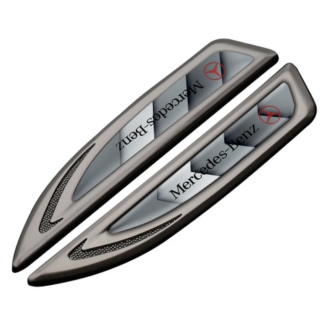 Mercedes Fender Badge Self Adhesive Graphite Grey Pattern Black Logo Design