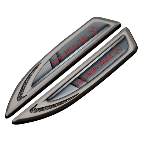 Mercedes Fender Metal Badge Graphite Grey Texture Black Logo Edition