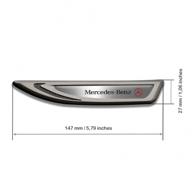 Mercedes Fender Bodyside Badge Graphite Polished Steel Crimson Logo