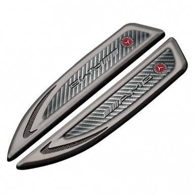 Mercedes AMG Fender Metal Badge Graphite Light Carbon Sport Grey Logo