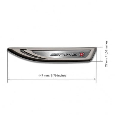 Mercedes AMG Fender Bodyside Emblem Graphite Polished Steel Sport Logo