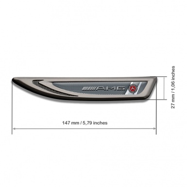 Mercedes AMG Fender Bodyside Badge Graphite Grey Fishnet Sport Edition