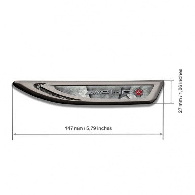 Mercedes AMG Fender Badge Self Adhesive Graphite Stone Motif Grey Logo
