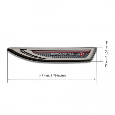 Mercedes AMG Fender Badge Self Adhesive Graphite Metal Mesh Red Line