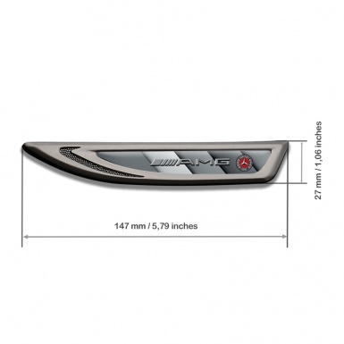 Mercedes AMG Fender Emblem Self Adhesive Graphite Grey Pattern Sport Logo