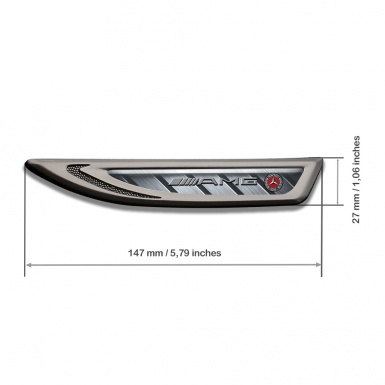 Mercedes AMG Fender Emblem Badge Graphite Steel Bars Grey Logo Motif