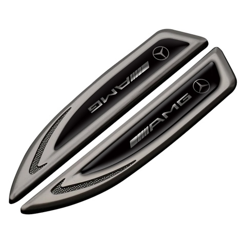 Mercedes AMG Fender Bodyside Emblem Graphite Black Base Steel Logo Effect