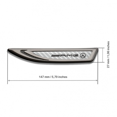 Mercedes AMG Fender Metal Emblem Graphite White Carbon Steel Logo