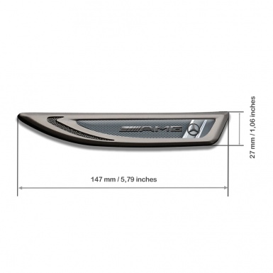 Mercedes AMG Emblem Fender Badge Graphite Fishnet Texture Steel Gradient