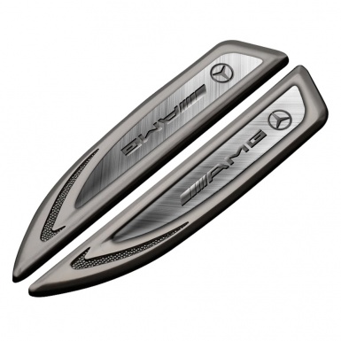 Mercedes AMG Fender Emblem Badge Graphite Brushed Metal Gradient Motif