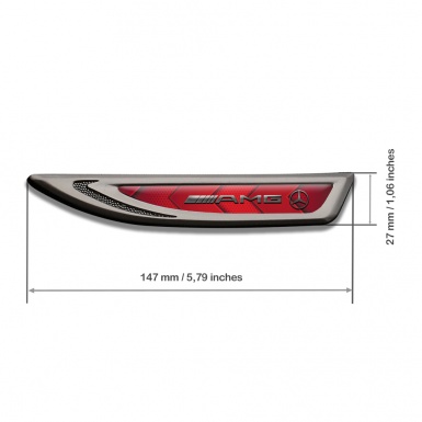 Mercedes AMG Fender Metal Badge Graphite Red Honeycomb Steel Logo