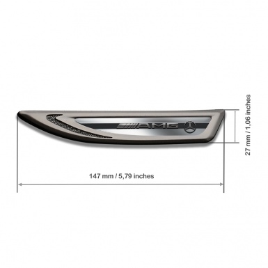 Mercedes AMG Fender Metal Badge Graphite Metallic Frame Steel Logo