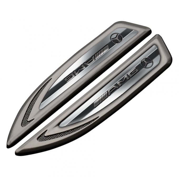 Mercedes AMG Fender Metal Badge Graphite Metallic Frame Steel Logo