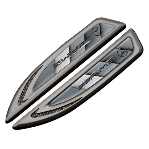 Mercedes AMG Fender Metal Emblem Graphite Grey Panels Metallic Logo