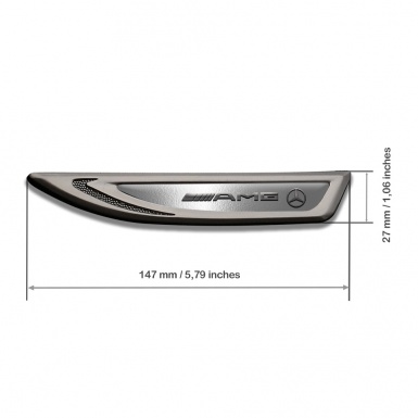 Mercedes AMG Fender Emblem Badge Graphite Polished Steel Metallic Logo