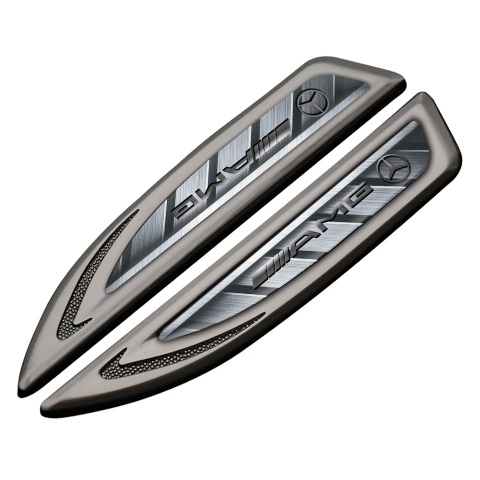 Mercedes AMG Fender Badge Self Adhesive Graphite Steel Bars Metallic Gradient