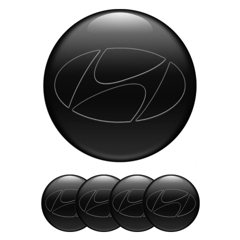 Hyundai Wheel Emblem for Center Caps Dark Base Black Logo Edition