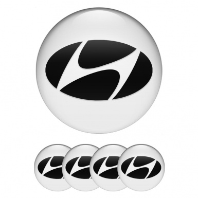 Hyundai Emblem for Wheel Center Caps White Base Black Logo Edition