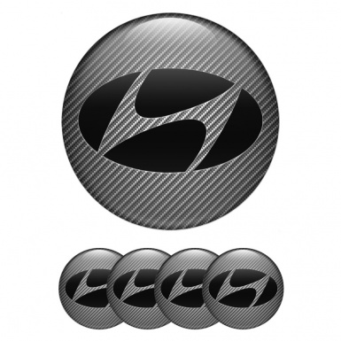 Hyundai Wheel Stickers for Center Caps Carbon Fiber Black Logo Variant
