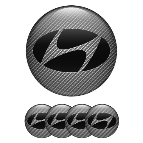 Hyundai Wheel Stickers for Center Caps Carbon Fiber Black Logo Variant