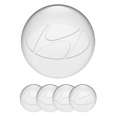 Hyundai Silicone Stickers for Center Wheel Caps Pearl Base White Logo Edition