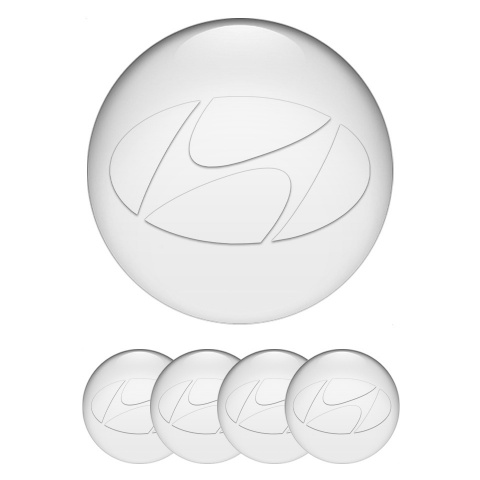 Hyundai Silicone Stickers for Center Wheel Caps Pearl Base White Logo Edition