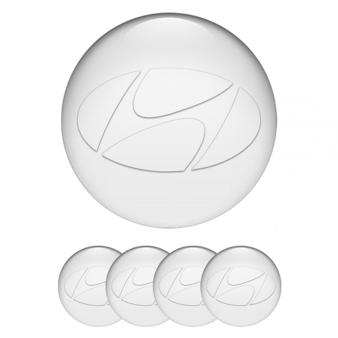 Hyundai Silicone Stickers for Center Wheel Caps Pearl Base White Logo Edition