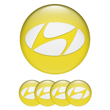 Hyundai Wheel Emblem for Center Caps Yellow Base White Logo Design