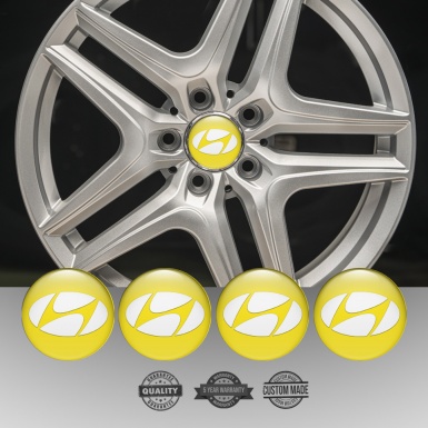 Hyundai Wheel Emblem for Center Caps Yellow Base White Logo Design