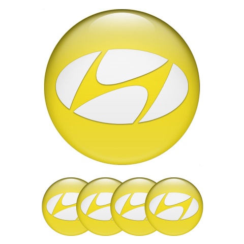 Hyundai Wheel Emblem for Center Caps Yellow Base White Logo Design