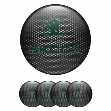 Skoda Stickers for Center Wheel Caps Dark Panel Pastel Green Logo