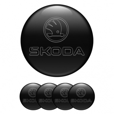 Skoda Wheel Emblem for Center Caps Dark Base Black Logo Edition