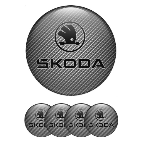 Skoda Emblems for Center Wheel Caps Light Carbon Black Logo Edition