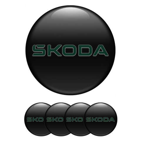 Skoda Emblems for Center Wheel Caps Black Base Olive Wings Logo Edition
