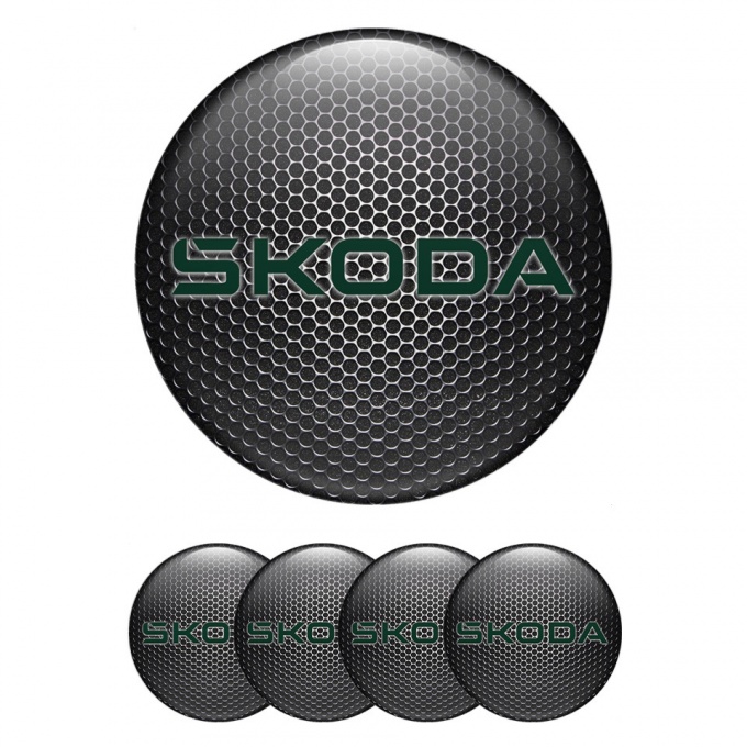 Skoda Wheel Emblem for Center Caps Metallic Pattern Green Logo Design