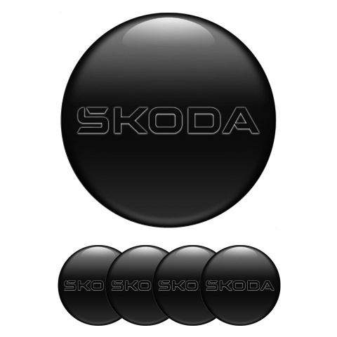 Skoda Stickers for Wheels Center Caps Dark Fill Black Logo Design