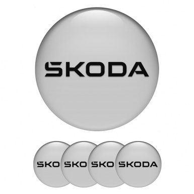 Skoda Emblems for Center Wheel Caps Grey Base Black Logo Edition