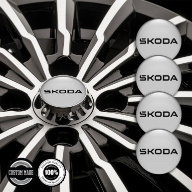 Skoda Emblems for Center Wheel Caps Grey Base Black Logo Edition