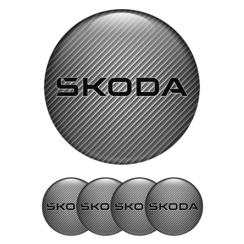 Skoda Wheel Stickers for Center Caps Carbon Base Black Logo Variant