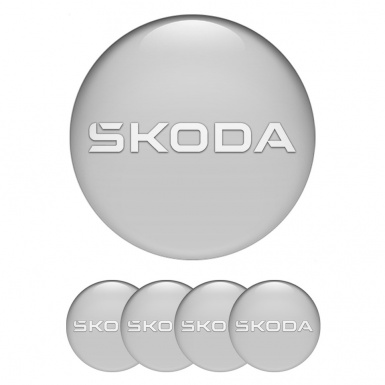 Skoda Stickers for Wheels Center Caps Grey Base Pearl Logo Variant