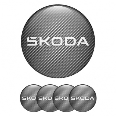 Skoda  Emblem for Center Wheel Caps Light Carbon White Logo Variant