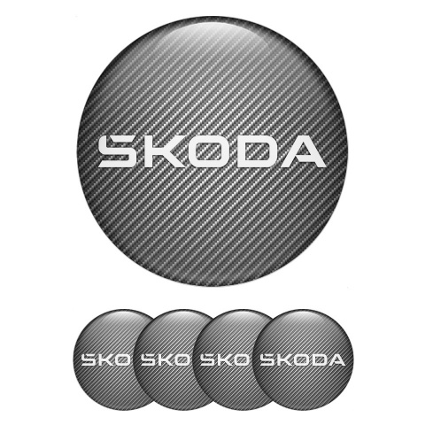 Skoda  Emblem for Center Wheel Caps Light Carbon White Logo Variant